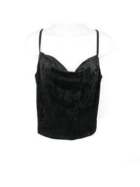 Club Monaco Crushed Velvet Cowl Neck Chemise Black XS Adjustable Straps NWT $98